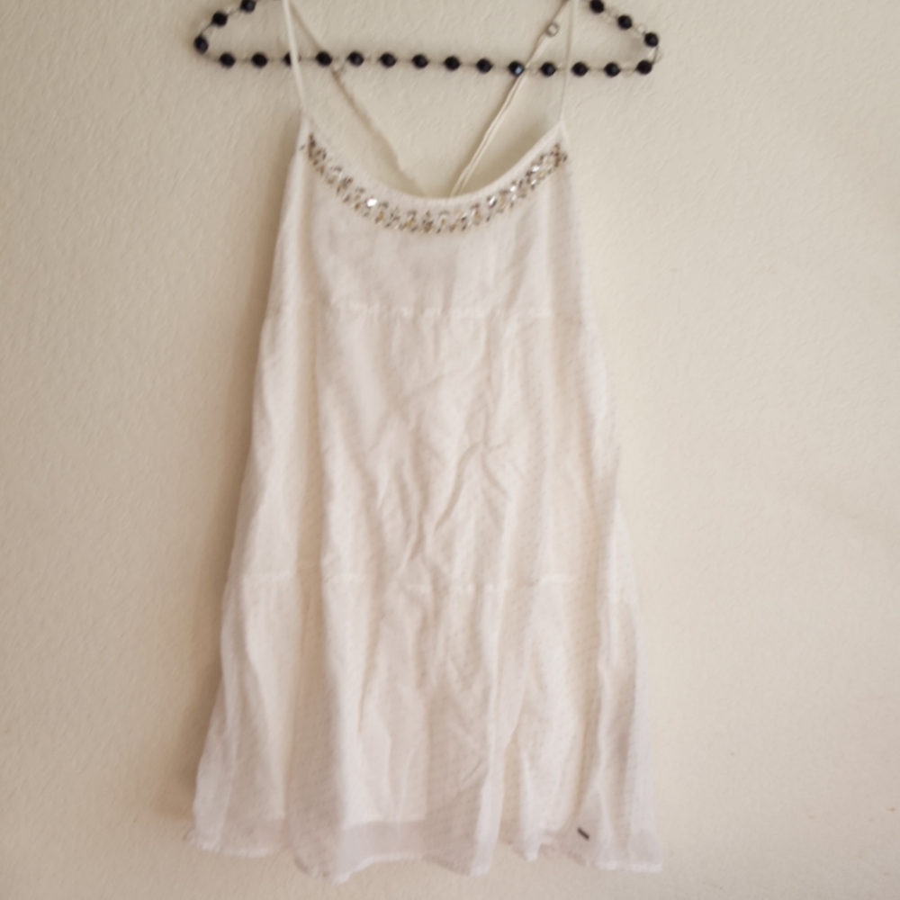 Hollister white polka dots lace dress large
